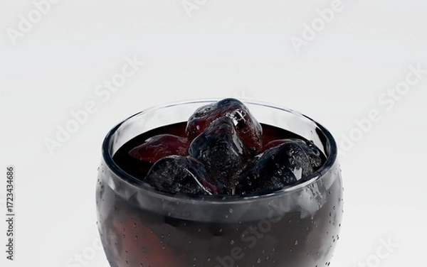 Fototapeta Refreshing Glass of Cola with Ice and Condensation