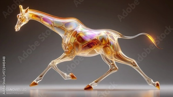 Obraz Dynamic glass giraffe running in studio artistic sculpture modern art abstract design captivating view