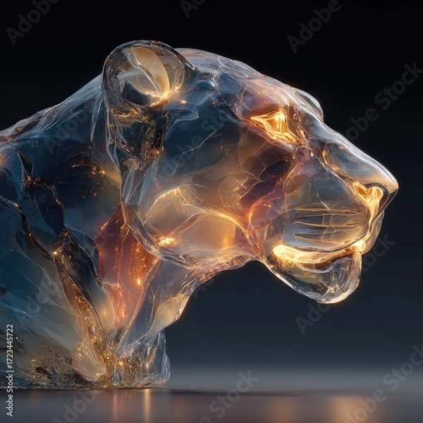 Obraz Fierce lion sculpture art gallery digital art modern environment close-up view creative concept