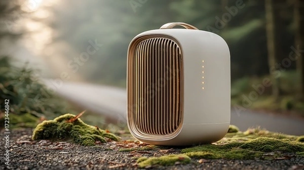Fototapeta Modern Air Purifier in Natural Setting with Soft Morning Light