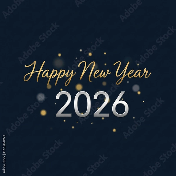 Fototapeta An Elegant New Year's Greeting for 2026 on Dark Background.