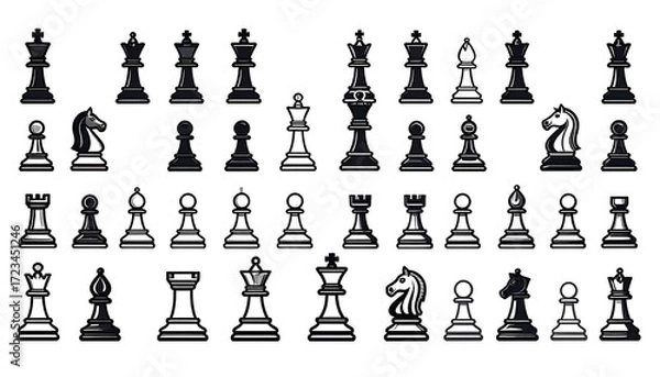 Obraz Chess pieces in black and white