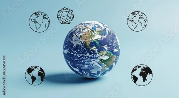 Obraz Globe with abstract shapes