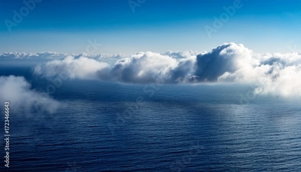 Fototapeta fog and soft clouds over atlantic ocean