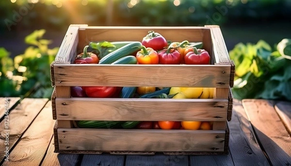 Fototapeta handcrafted crate used for produce storage