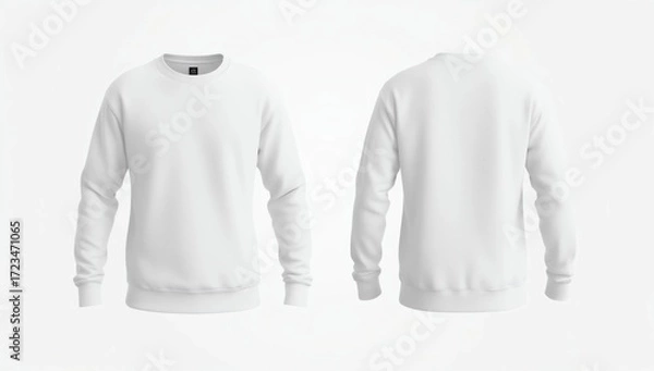 Fototapeta White female sweatshirt with long sleeve mockup for your design isolated on white background. Template pullover front and back side view 
