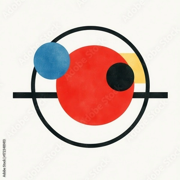 Fototapeta Abstract Geometric Composition with Colorful Circles and Shapes
