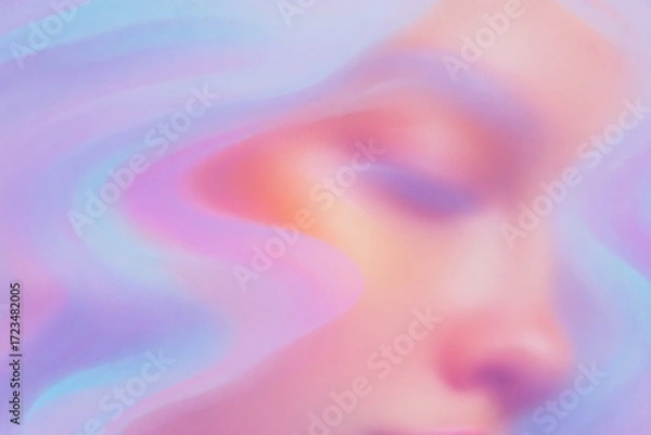 Fototapeta Soft pastel colors create a dreamy effect around a woman's serene face in this abstract composition during the day