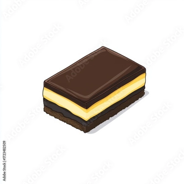 Fototapeta Delicious Chocolate Cream Dessert with Vanilla Layer and Cookie Crust
