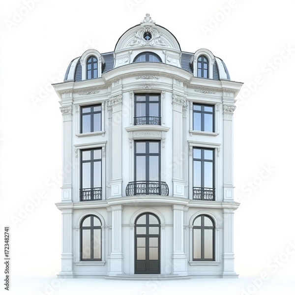 Fototapeta Elegant Architectural Facade of Historic Building with Windows