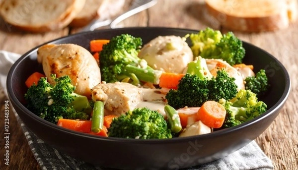 Obraz Chicken and vegetable dish in a bowl