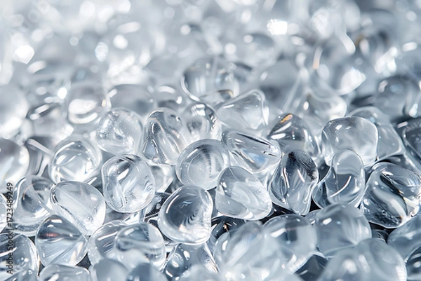 Obraz 透明プラスチック樹脂ペレットの集合構図