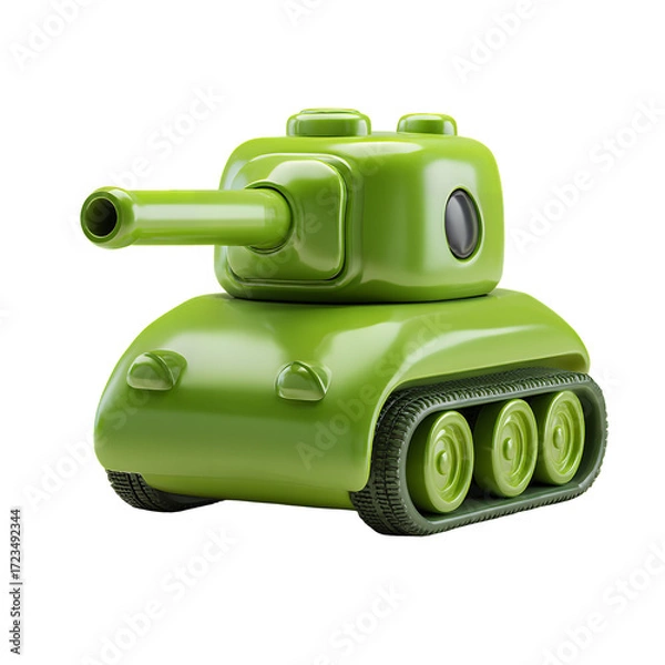 Fototapeta green miltaty tank 3d style on transparent background