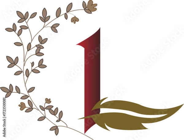 Fototapeta L latter logo with tree branch design