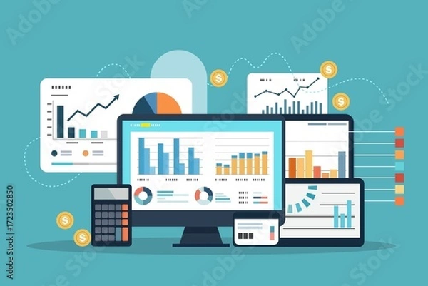 Obraz Accounting finance graphic report worker vector image