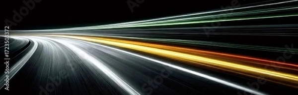 Obraz 夜の高速道路での光跡の抽象的なクローズアップ