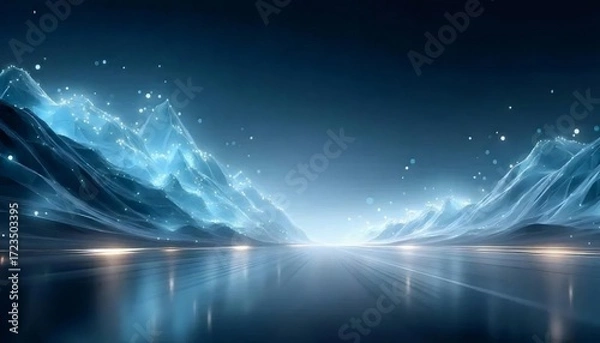 Obraz 水面に映る輝く山の風景