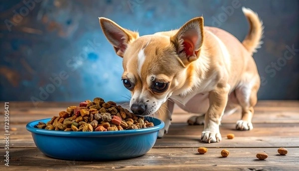 Obraz Chihuahua eating dog food