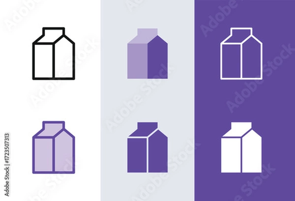 Fototapeta Milk carton icon. Milk box symbol in 4 styles - solid, outline, flat, duotone.