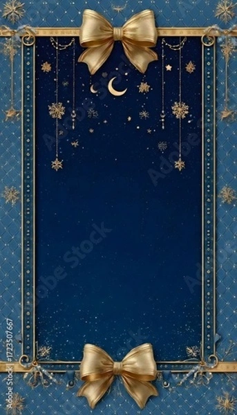Obraz 紺碧の背景に金の装飾が施されたお祝いフレーム