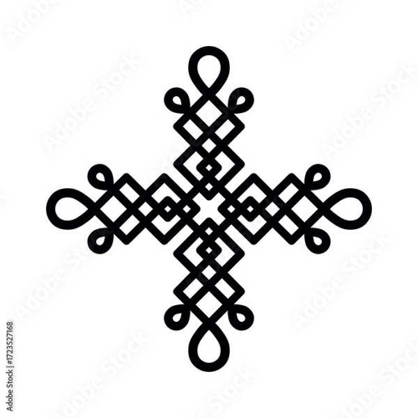 Fototapeta Celtic cross. Linear hand-drawn style on a white background.