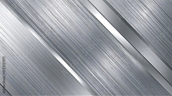 Fototapeta Diagonal brushed silver steel background with reflective textures. Minimalist and futuristic, suitable for product design, architecture, or tech-inspired artwork.