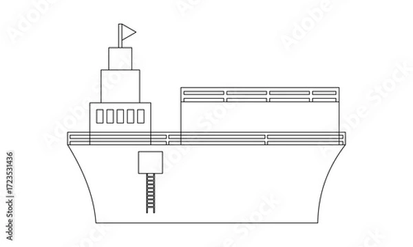 Obraz Cargo Ship Line Icon Illustration
