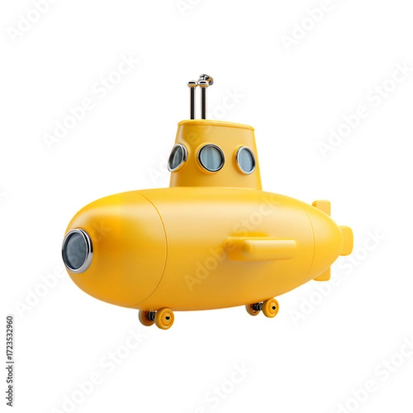 Fototapeta yellow submarine 3d illustrarion isolated on transparent background