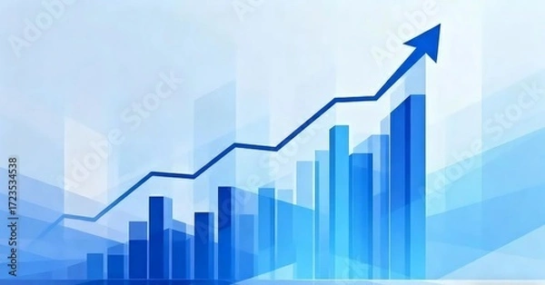 Obraz 青いグラフ上昇トレンドの抽象的なビジネスイラスト