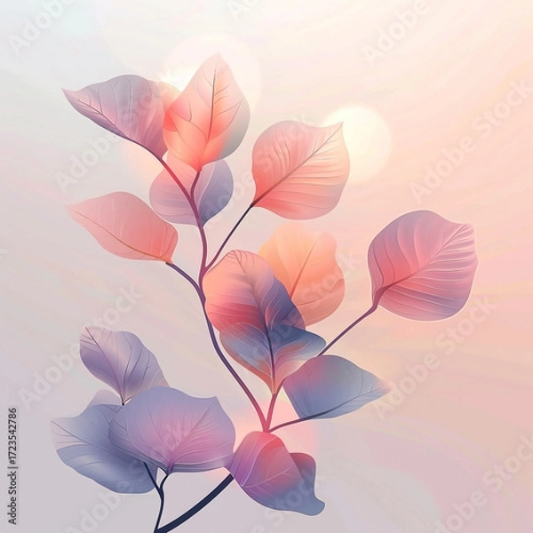 Obraz Abstract floral illustration showcasing soft pink and purple tones with bokeh