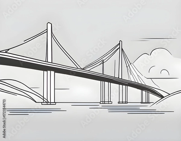 Fototapeta Simple strokes modern line art bridge background