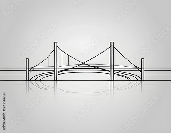 Fototapeta Simple strokes modern line art bridge background