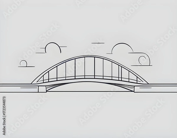 Fototapeta Simple strokes modern line art bridge background