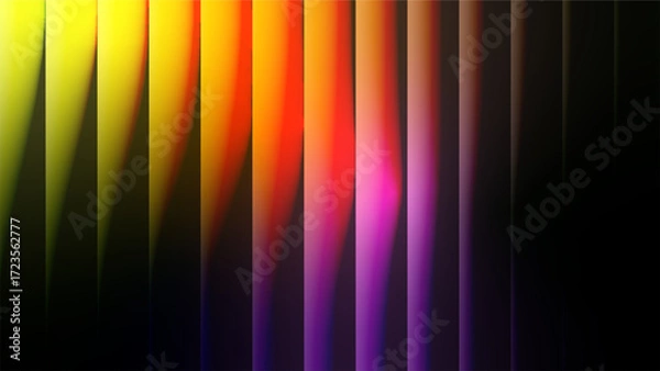 Fototapeta Abstract vibrant yellow red pink color refracted strips glass gradient texture. Creative ribbed texture for modern futuristic technology backgrounds, banners, headers, covers, presentations. Vector