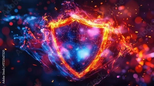 Fototapeta firewall liquid style cybersecurity shield explosion
