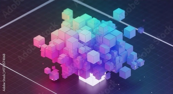 Fototapeta Colorful Geometric 3D Cubes Background
