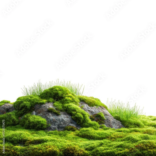 Fototapeta Green moss and grass isolated [Transparent Background PNG].
