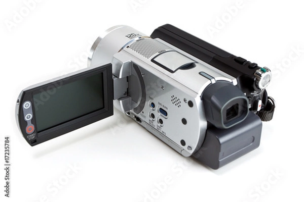 Fototapeta Mini camcorder isolated on white