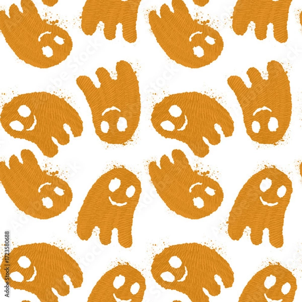 Fototapeta seamless pattern with ghost. hand drawn illustration. halloween pattern.
