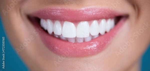 Fototapeta The Beautiful Smile Showcasing Healthy White Teeth and Joyful Expression