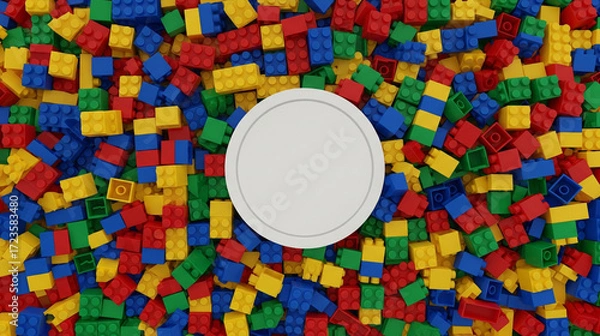 Fototapeta Colorful Plastic Blocks with Blank Circle
