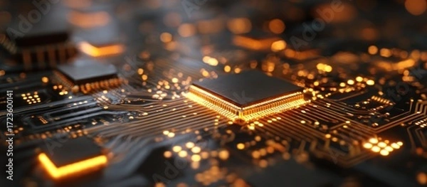 Obraz Illuminated Microchip: A Close-Up of Advanced Technology