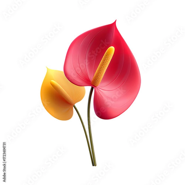 Fototapeta Lily red and yellow flower 3d illistration on transparent background