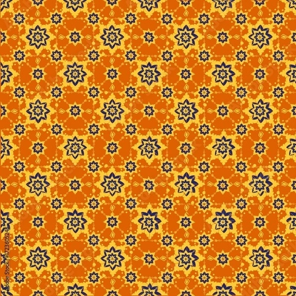 Obraz Orange Seamless Mystical Blue Abstract Pattern Background