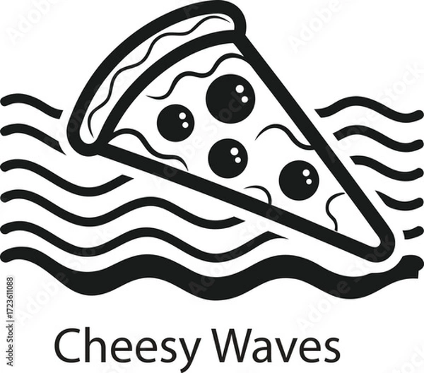 Fototapeta This collection of black and white image depicts illustration of pizza, showing toppings and slice.