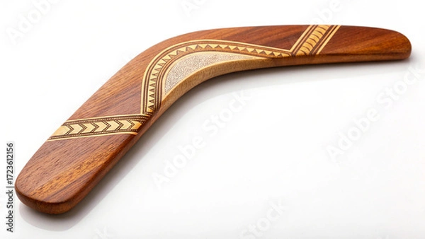 Obraz  Traditional wooden boomerang on white background
