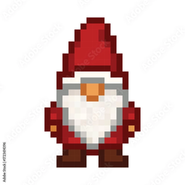 Obraz pixel art christmas gnome vector icon pixel element for 8 bit game