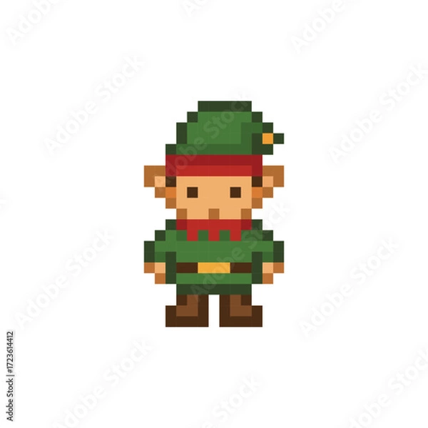 Obraz pixel art christmas tree vector icon pixel element for 8 bit game