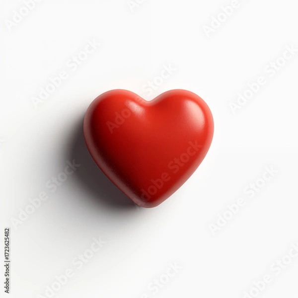 Fototapeta Red heart shape isolated on white background, symbol of love and affection for Valentine's Day and romantic concepts
