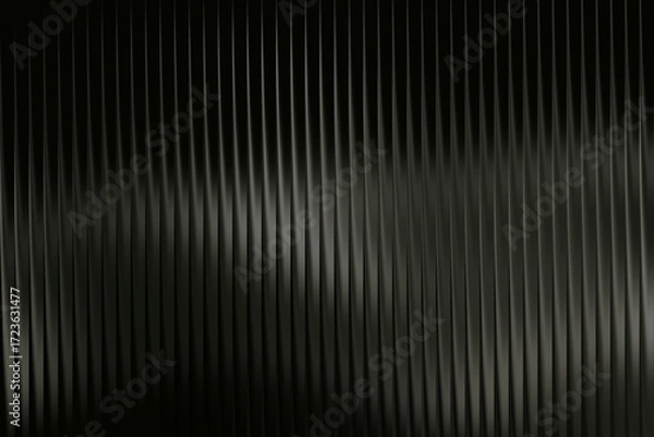 Obraz Illustration of dark metallic background with vertical lines and subtle wave pattern, abstract, abstract glass stripe gradient background